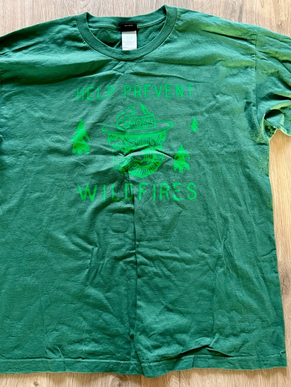 Green Smoky the Bear Graphic 'Help Prevent Wildfires' Men's T-Shirt